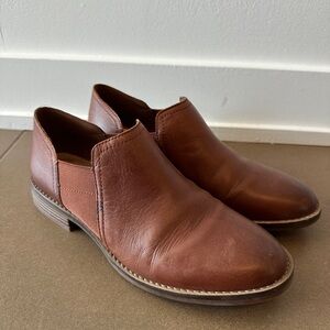 Women: Brown Leather Clarks Collection Slip-On Shoes